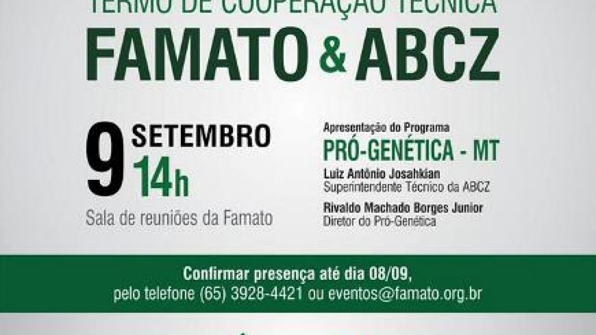 ABCZ e Famato firmam cooperação técnica do Pró-Genética