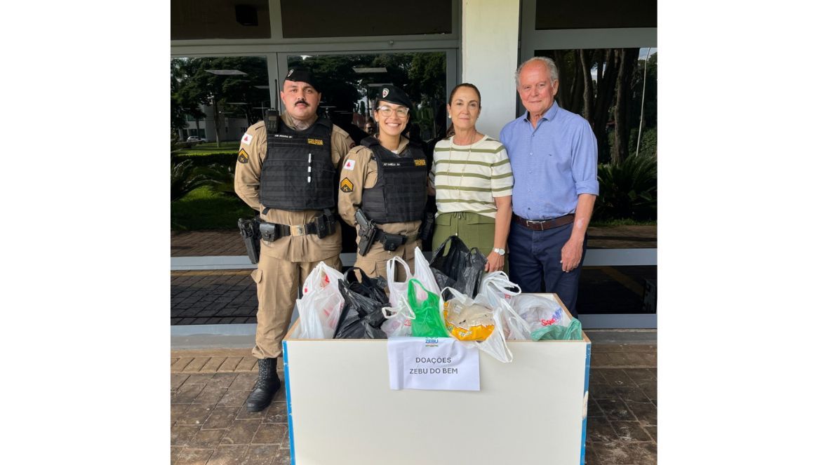 Zebu do Bem recebe doação de alimentos arrecadados pela Radiopatrulha de Proteção à Mulher do 4º BPM em Uberaba