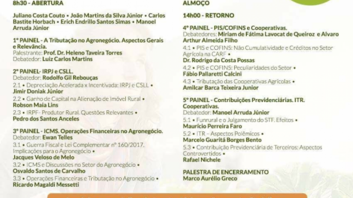 Seminário vai discutir Tributação do Agronegócio em outubro