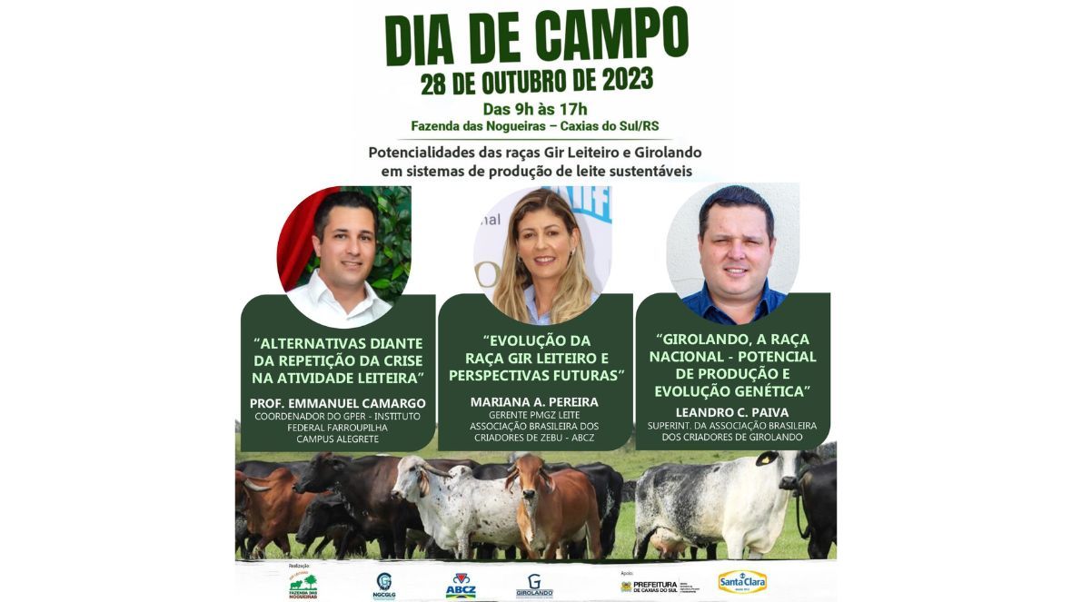 Gerente do PMGZ Leite Max dará palestra durante dia de campo na Fazenda das Nogueiras, em Caxias do Sul (RS)