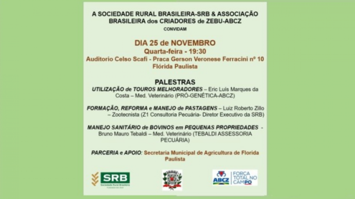 ABCZ e SRB realizam seminário técnico nesta quarta (25)