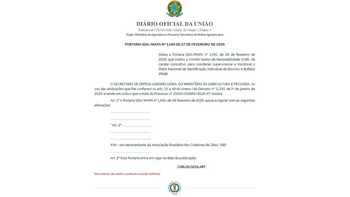 ABCZ passa a integrar Comitê Gestor de Rastreabilidade do PNIB