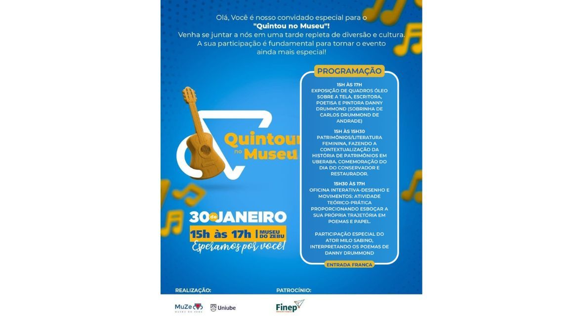Quintou no Museu: primeira edição de 2025 será realizada nesta semana